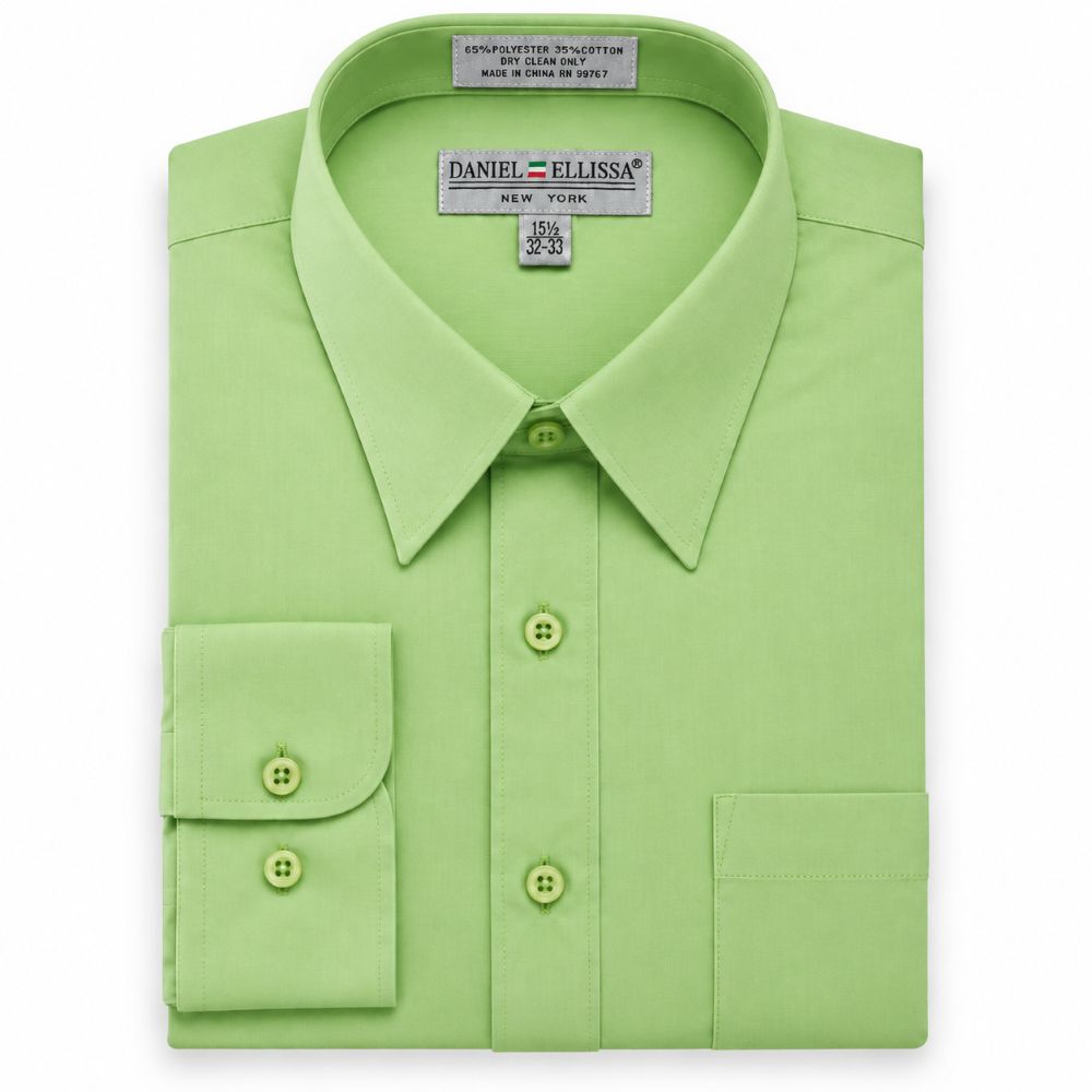 Basic Dress Shirt Convertible Cuff Regular Fit in Apple Green