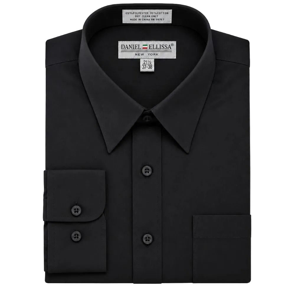 Basic Dress Shirt Convertible Cuff Regular Fit in Black