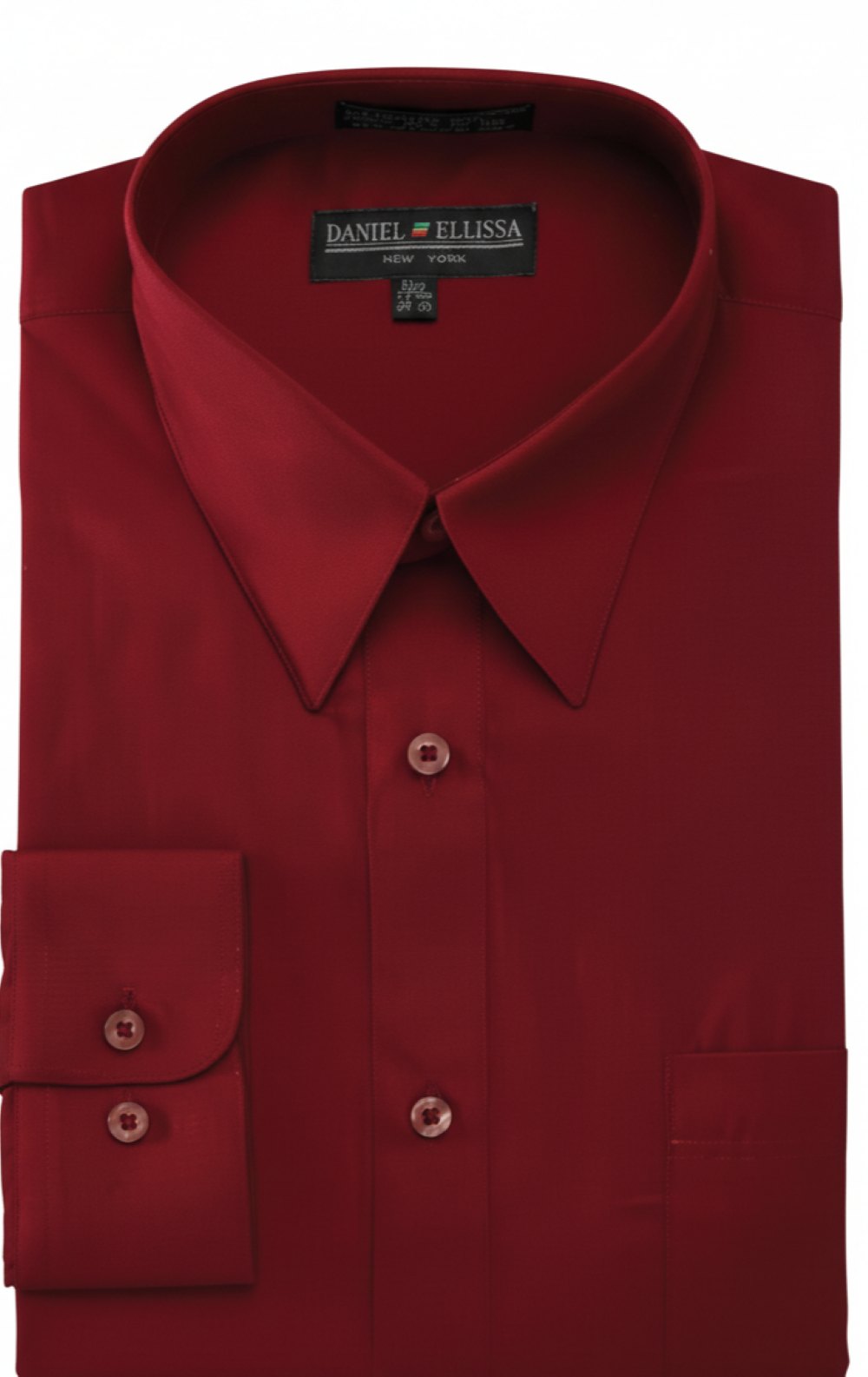 Basic Dress Shirt Convertible Cuff Regular Fit in Burgundy