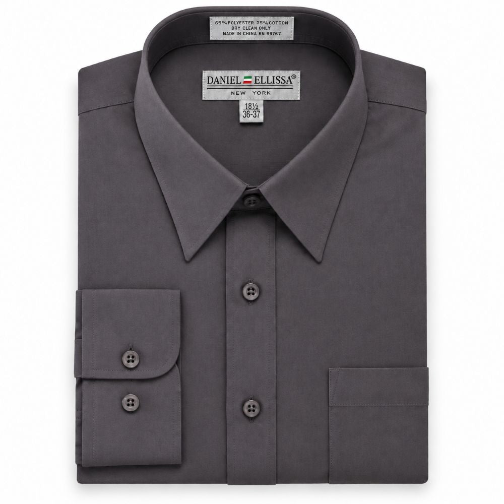 Basic Dress Shirt Convertible Cuff Regular Fit in Charcoal
