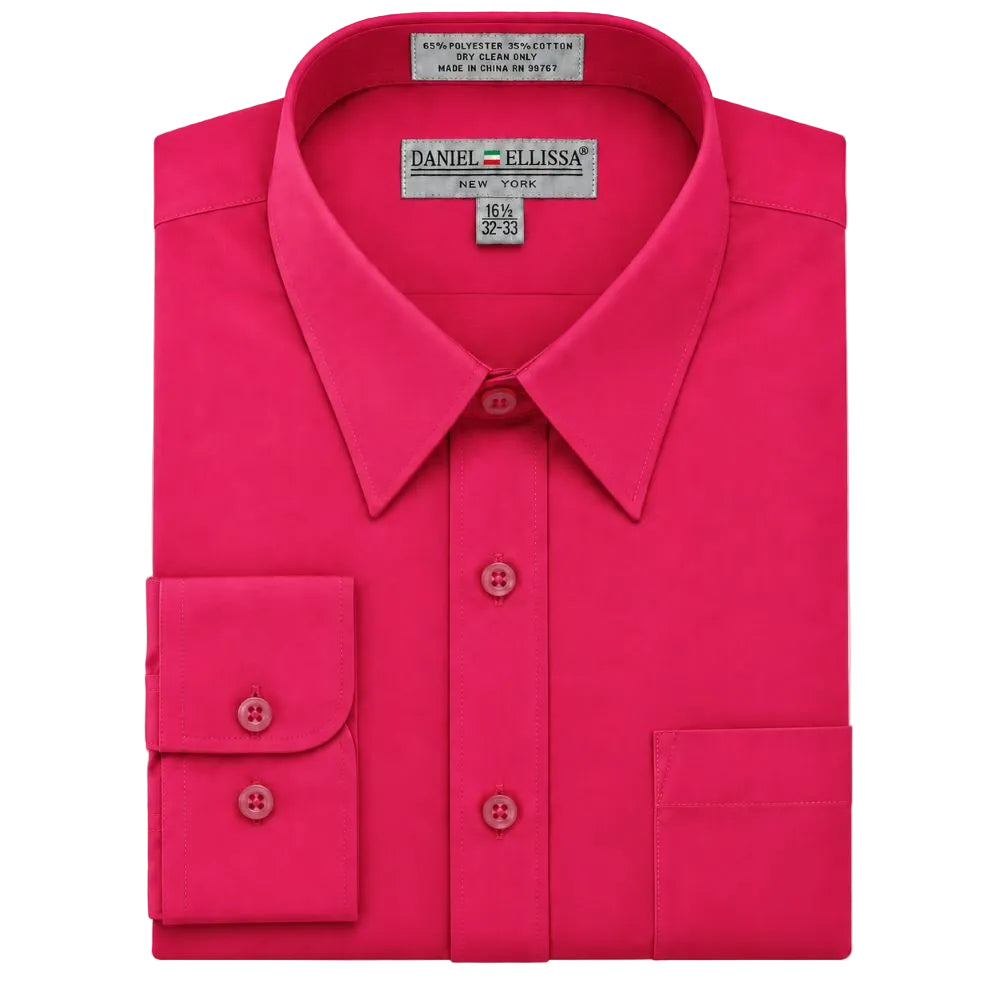 Basic Dress Shirt Convertible Cuff Regular Fit in Fuchsia