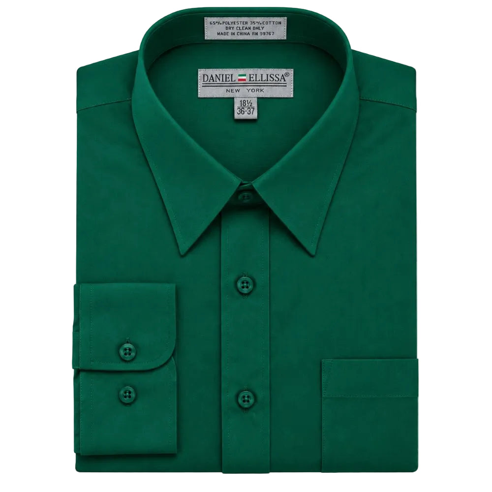 Basic Dress Shirt Convertible Cuff Regular Fit in Hunter Green