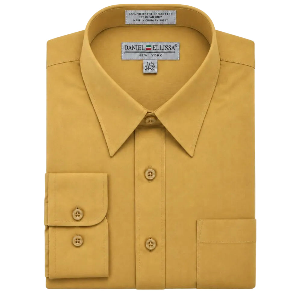 Basic Dress Shirt Convertible Cuff Regular Fit in Mustard