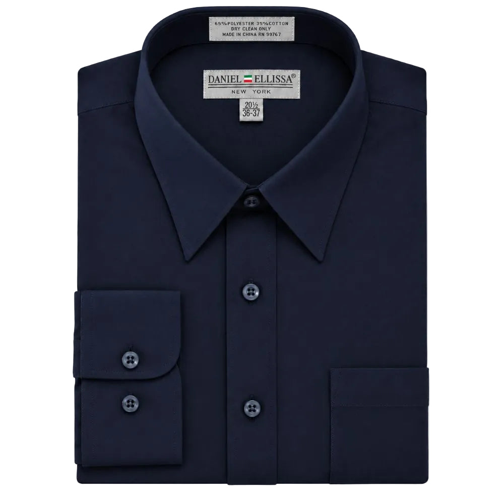 Basic Dress Shirt Convertible Cuff Regular Fit in Navy