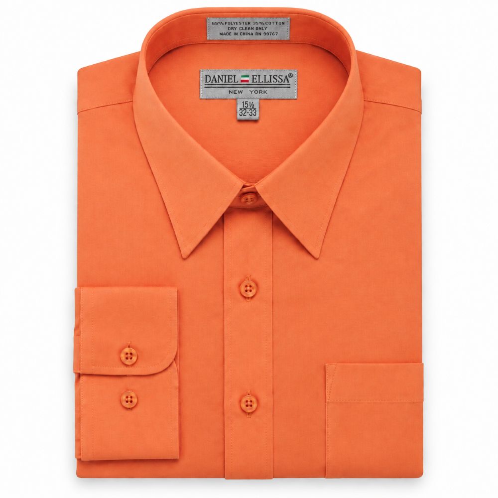 Basic Dress Shirt Convertible Cuff Regular Fit in Orange