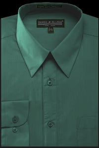 Basic Dress Shirt Convertible Cuff Regular Fit in Hunter Green