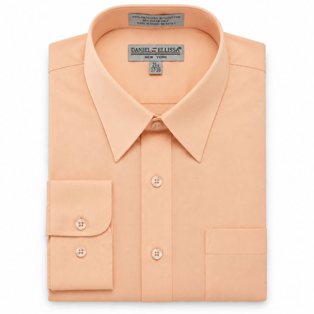 Basic Dress Shirt Convertible Cuff Regular Fit in Peach