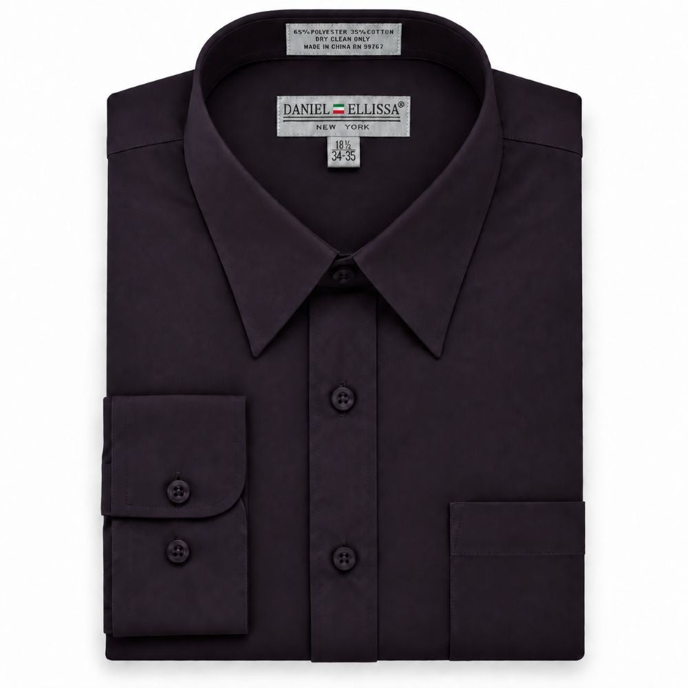 Basic Dress Shirt Convertible Cuff Regular Fit in Plum