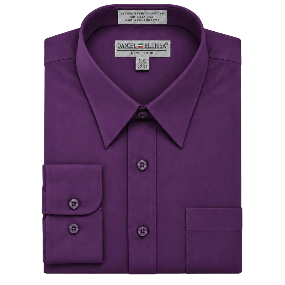 Basic Dress Shirt Convertible Cuff Regular Fit in Purple