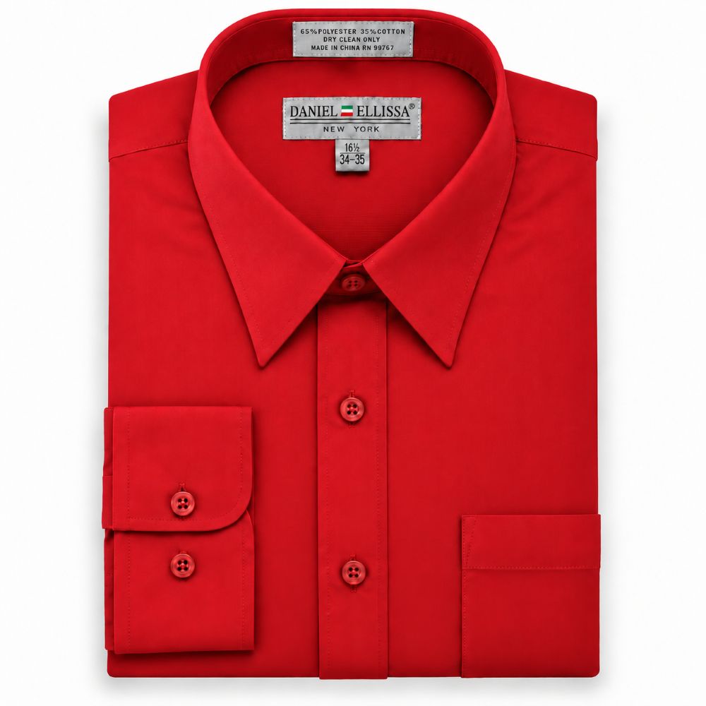 Basic Dress Shirt Convertible Cuff Regular Fit in Red