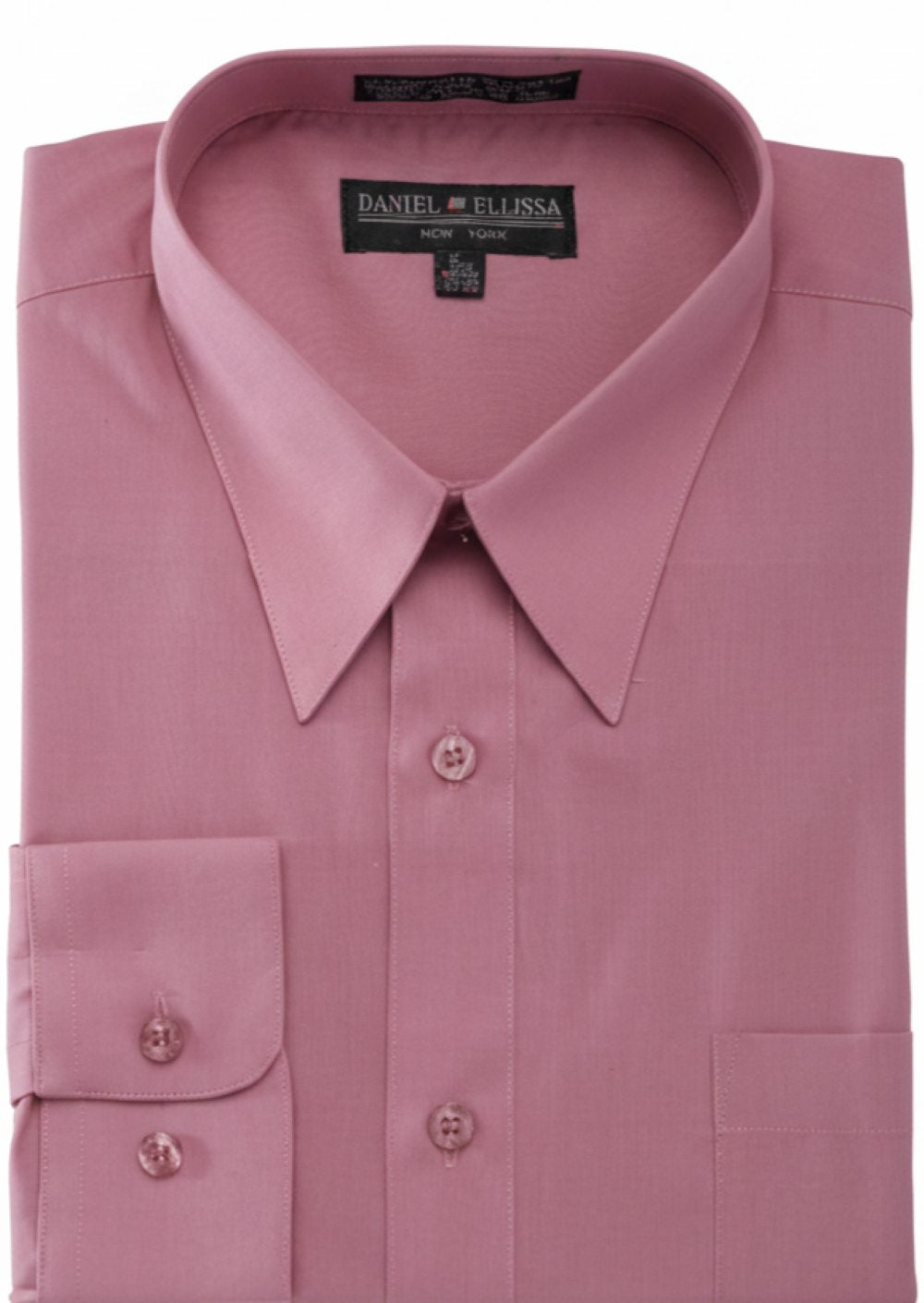 Men's Basic Dress Shirt Convertible Cuff Regular Fit in Rose 21½ 35/36 / Rose