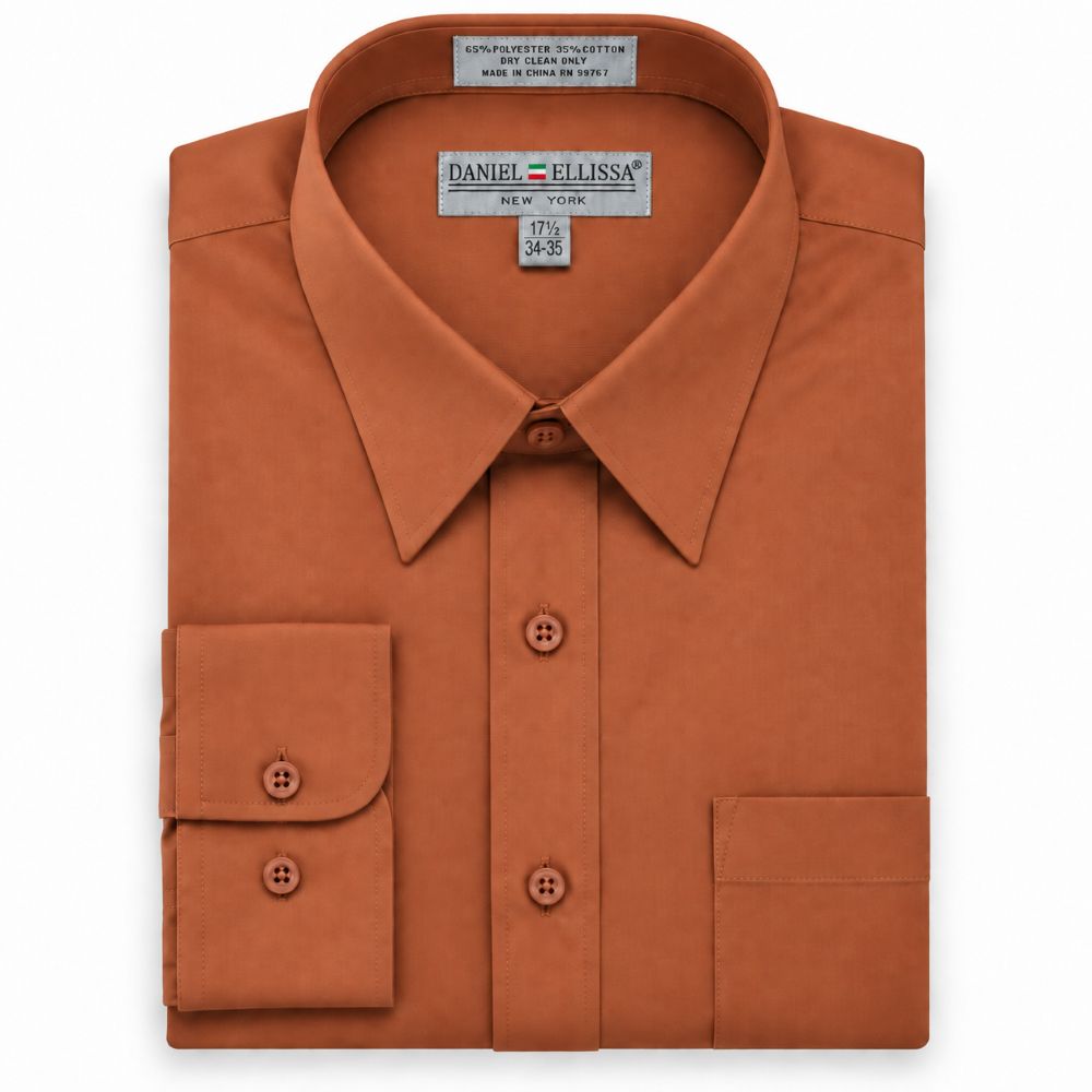 Basic Dress Shirt Convertible Cuff Regular Fit in Rust