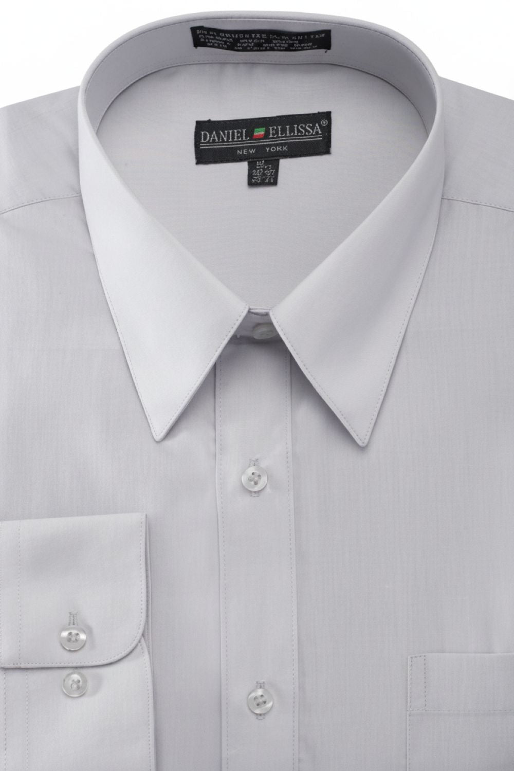 Men's Basic Dress Shirt Convertible Cuff Regular Fit in Silver 19½ 36/37 / Silver