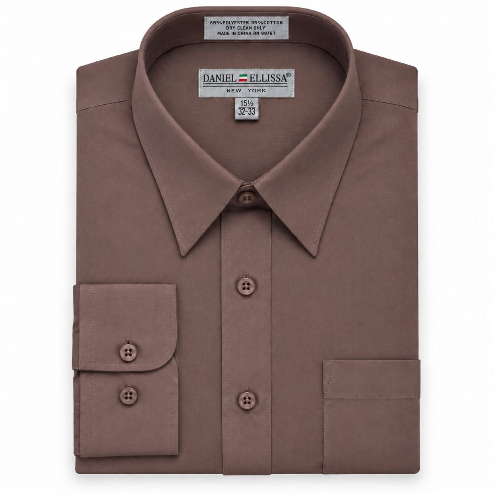 Basic Dress Shirt Convertible Cuff Regular Fit in Taupe