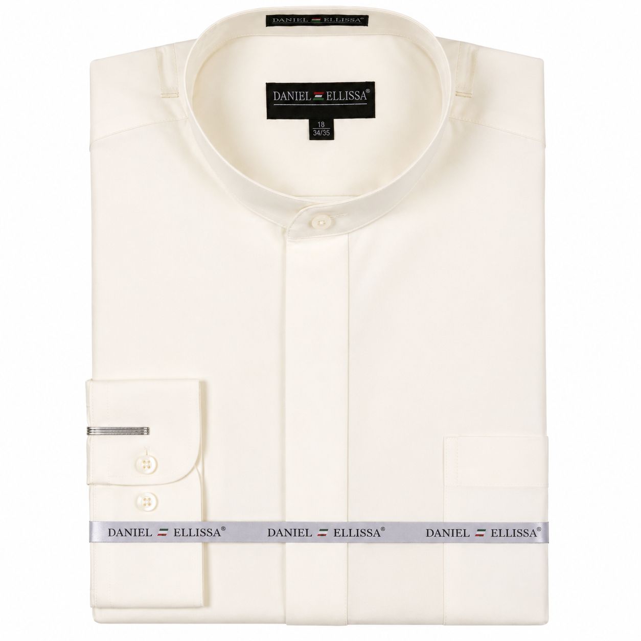 dress shirt ivory Classic 19 / 32/33 Our signature athletic fit dress shirt crafted from performance stretch fabrics Men's Basic Banded Convertible Cuff