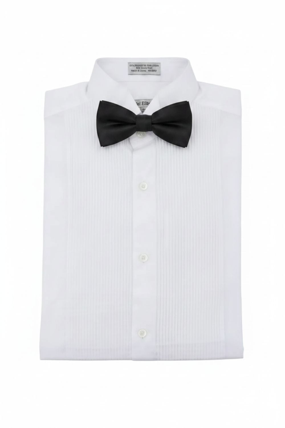 Regular Fit Wingtip Collar Pin Pleated Tuxedo Shirt - White