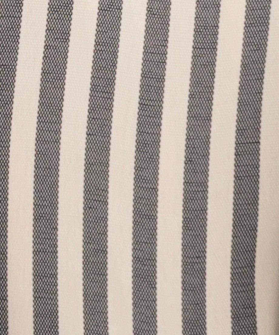 Premium beige-grey bold stripe French cuff dress shirt set with tie, cuff links, and pocket square.