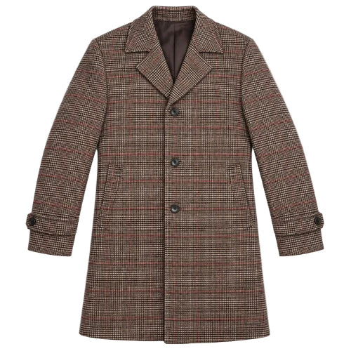 Brown Slim Fit Wool Blended Long Overcoat