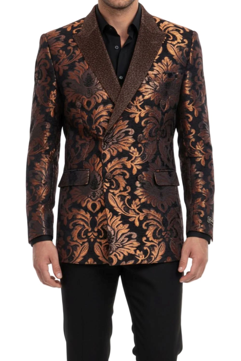 Patterned blazer with a white background