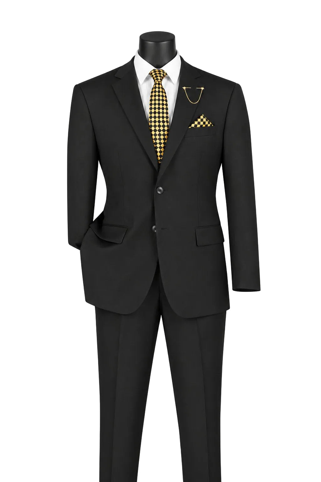Nola Collection - Black Regular Fit 2 Piece Suit With Adjustable Waistband Pants