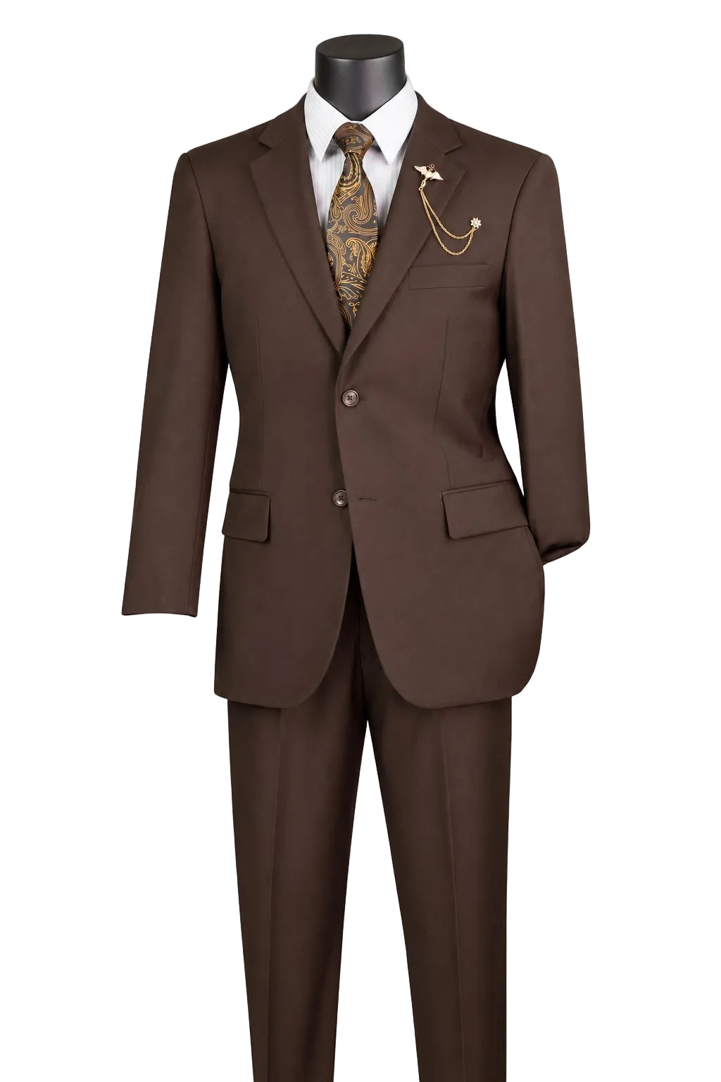 Nola Collection - Brown Regular Fit 2 Piece Suit With Adjustable Waistband Pants