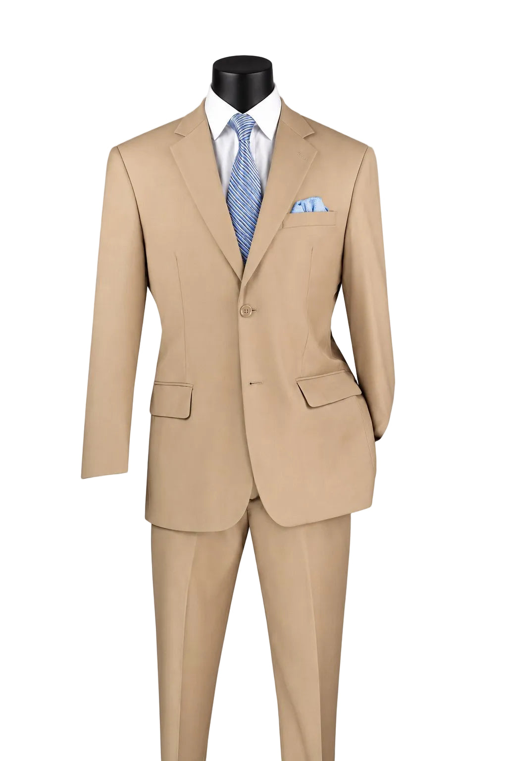 Nola Collection - Light Beige Regular Fit 2 Piece Suit With Adjustable Waistband Pants
