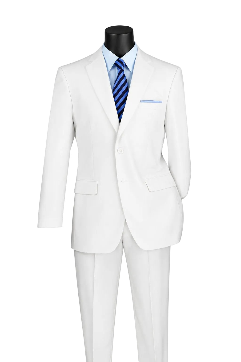 Nola Collection - White Regular Fit 2 Piece Suit With Adjustable Waistband Pants