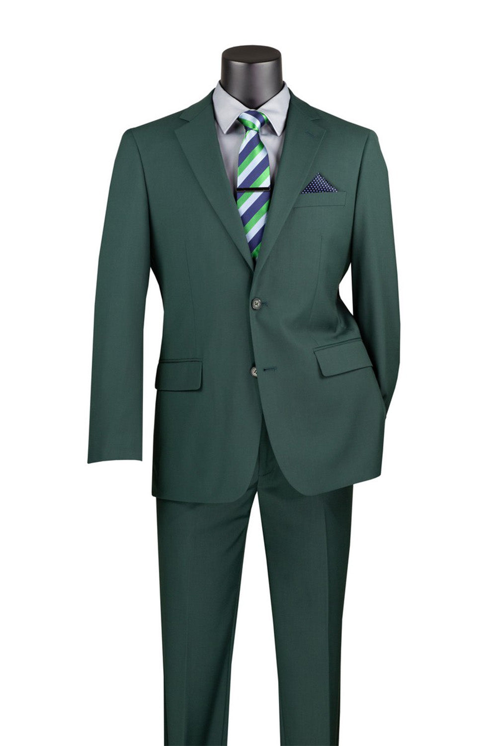 Nola Collection - Hunter Green Regular Fit 2 Piece Suit With Adjustable Waistband Pants