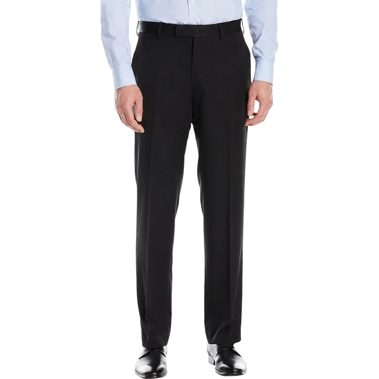 Pre-Hemmed Flat Front Adjustable Waistband Pants - Black