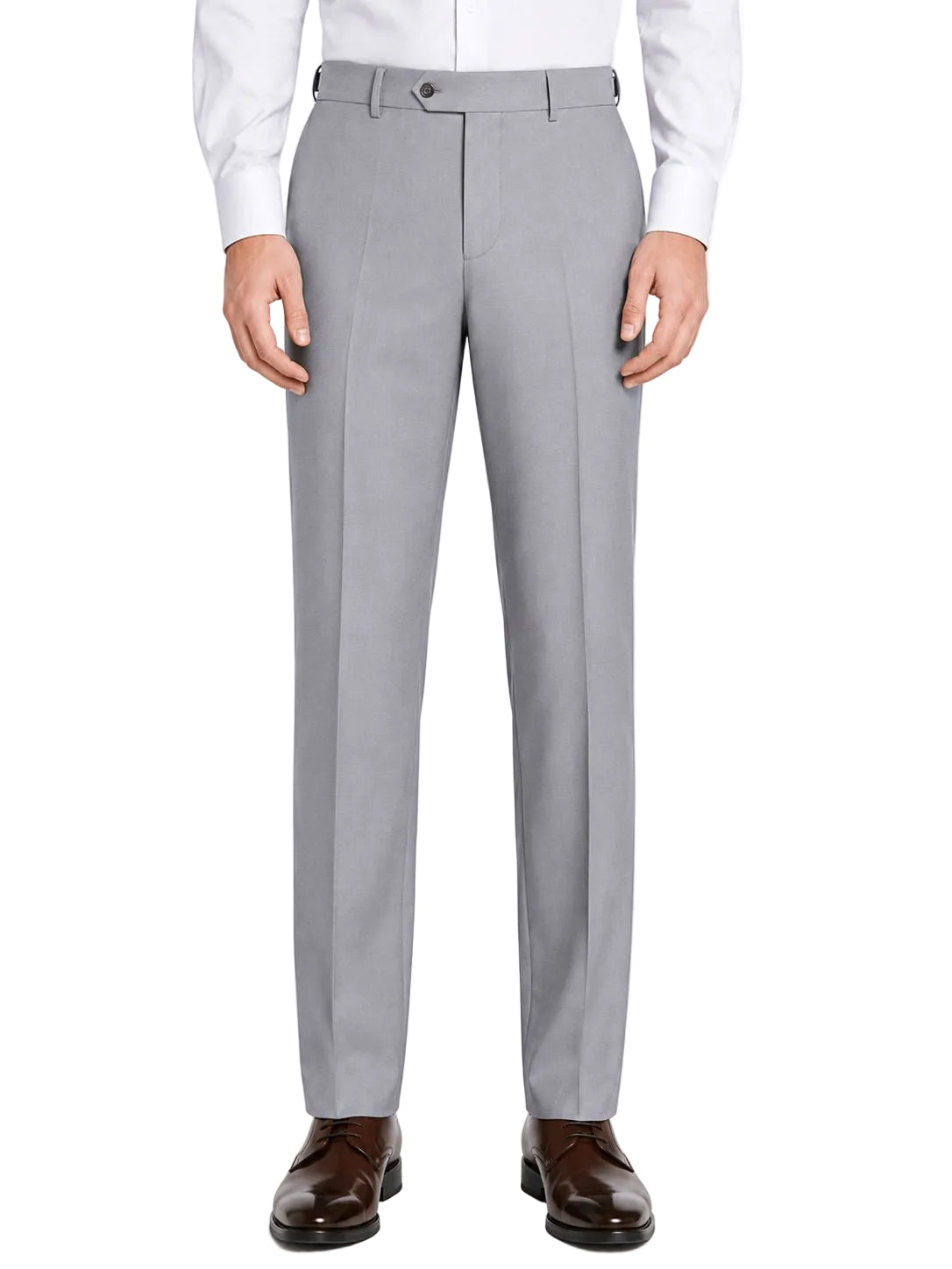 Pre-Hemmed Flat Front Adjustable Waistband Pants - Light Gray