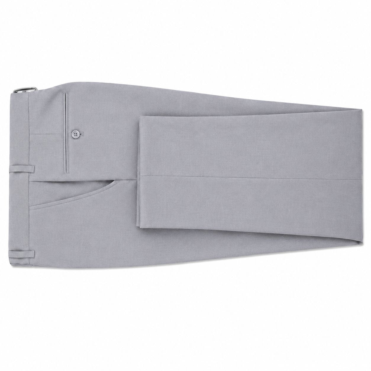 Pantalón de vestir color gris oscuro, pierna regular, parte delantera plana, predobladillo