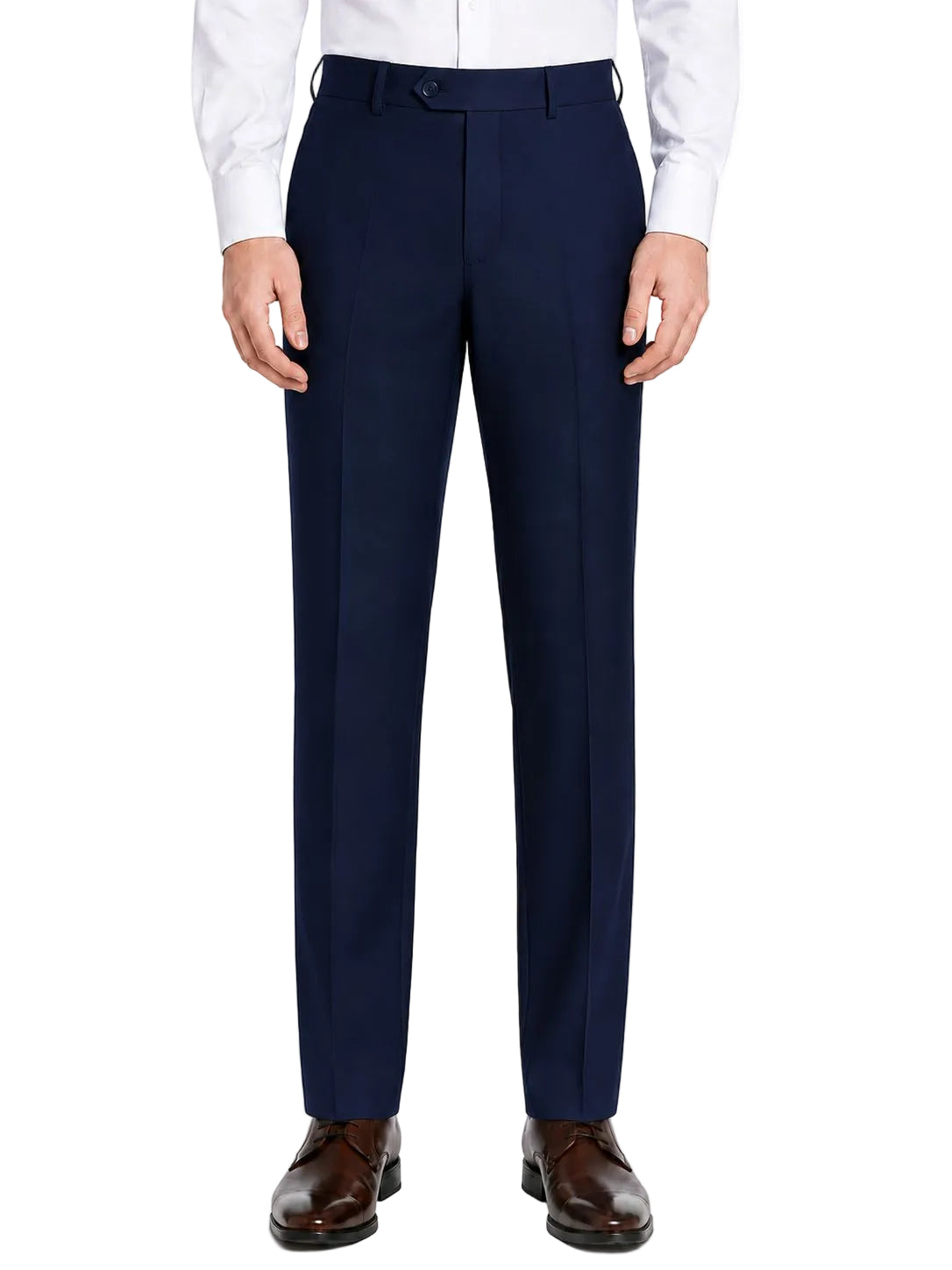 Pre-Hemmed Flat Front Adjustable Waistband Pants - Navy