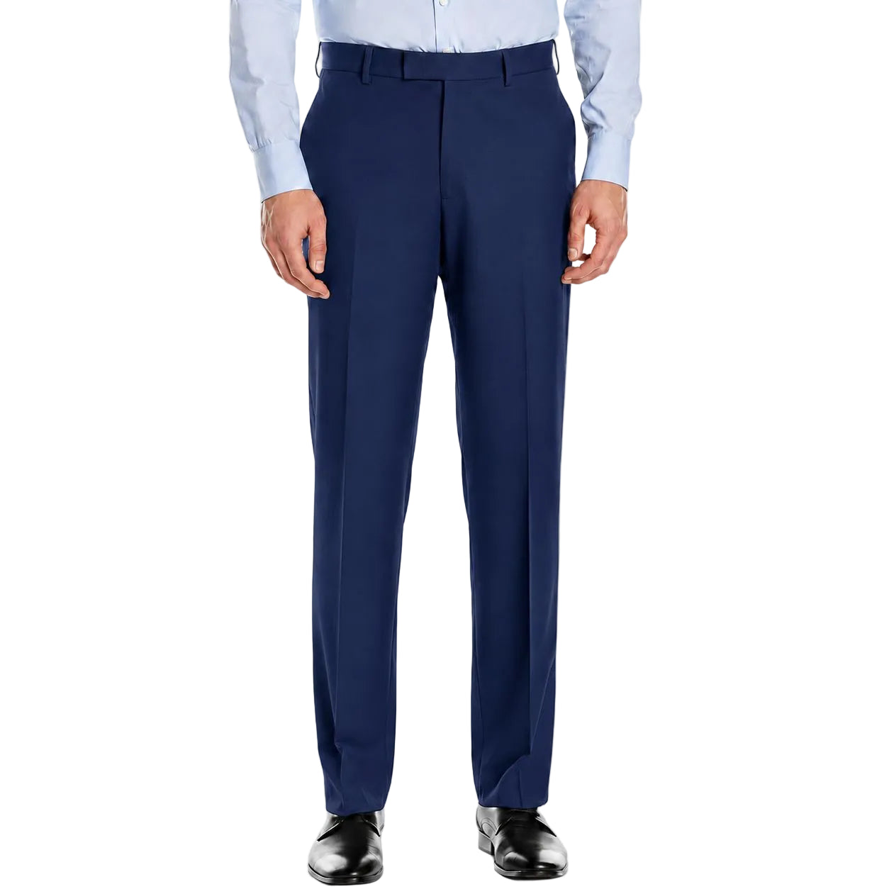 Pre-Hemmed Flat Front Adjustable Waistband Pants - Twilight Blue