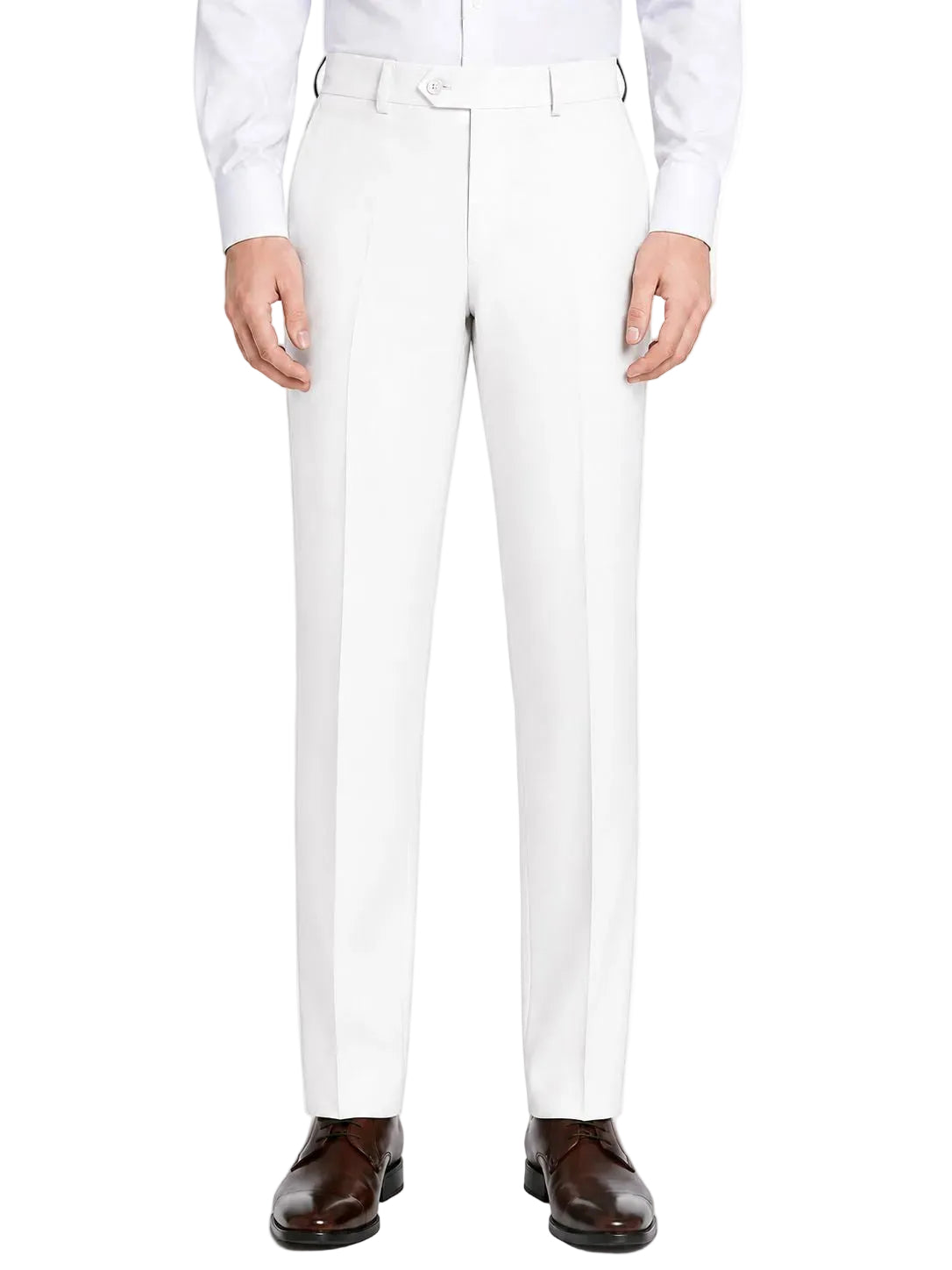 Pre-Hemmed Flat Front Adjustable Waistband Pants - White