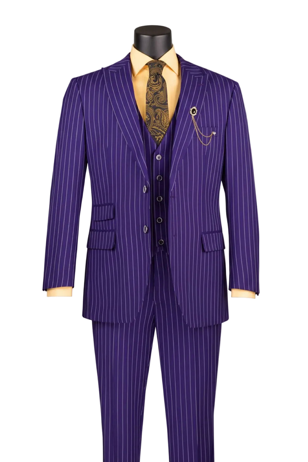Odyssey Collection - Purple Regular Fit Bold Stripes 3-Piece Suit