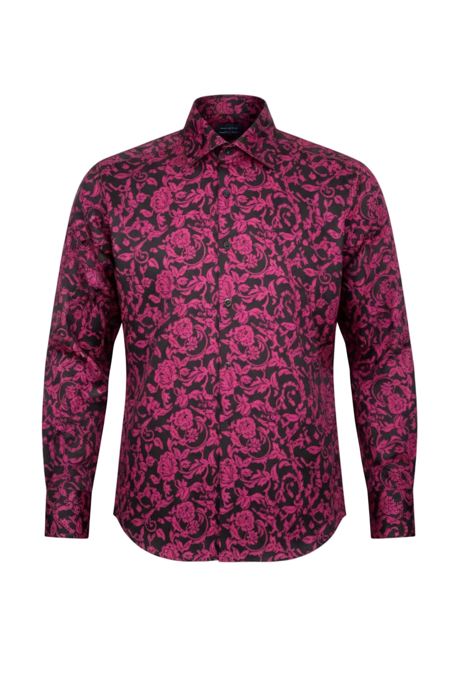 Dress Shirt Regular Fit Paisley Pattern In Black/Fuchsia