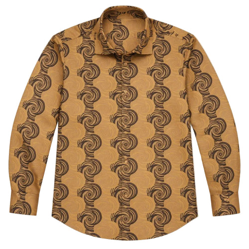 Dress Shirt Regular Fit Designer Pattern In Mustard