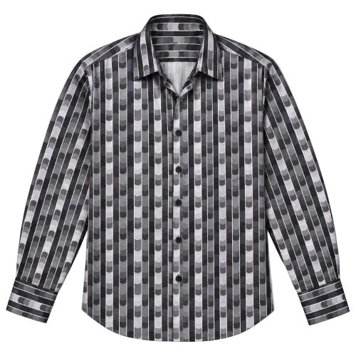 Dress Shirt Regular Fit Fancy Stripe Pattern In Black