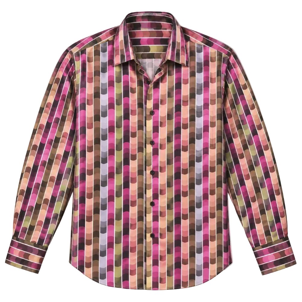 Dress Shirt Regular Fit Fancy Stripe Pattern in Fuchsia