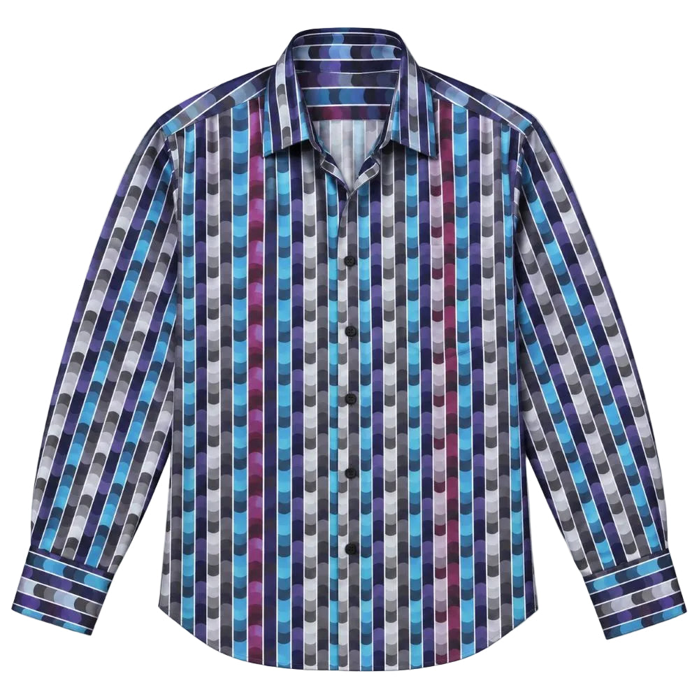 Dress Shirt Regular Fit Fancy Stripe Pattern in Turquoise