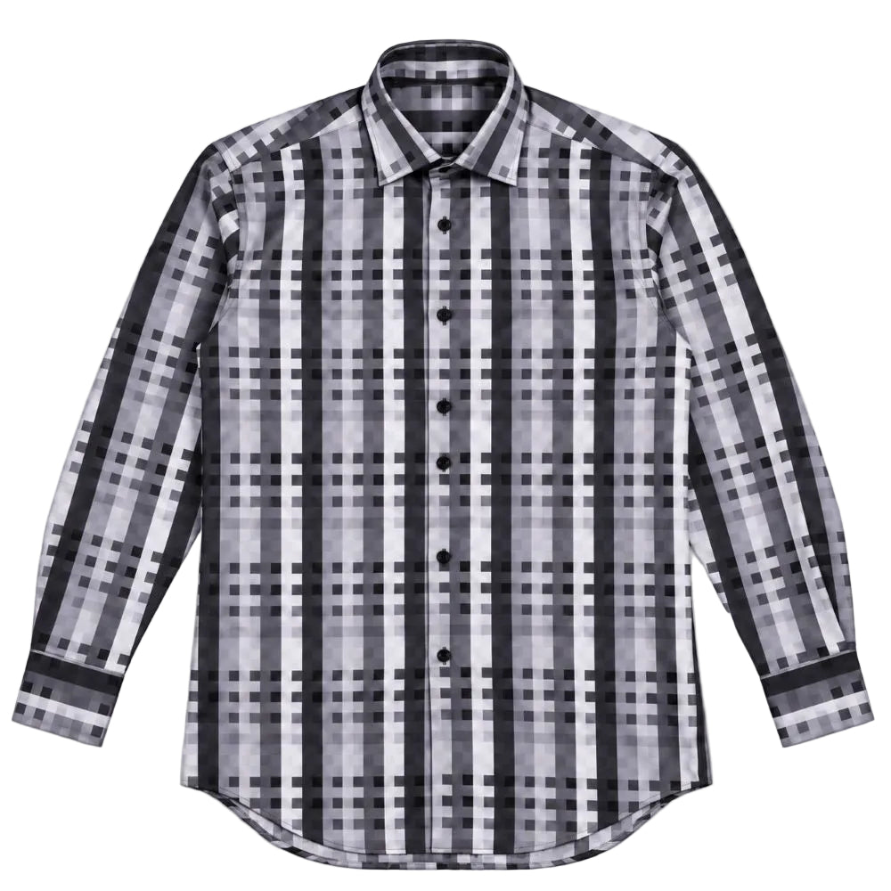 Dress Shirt Regular Fit Designer Check Pattern In Black