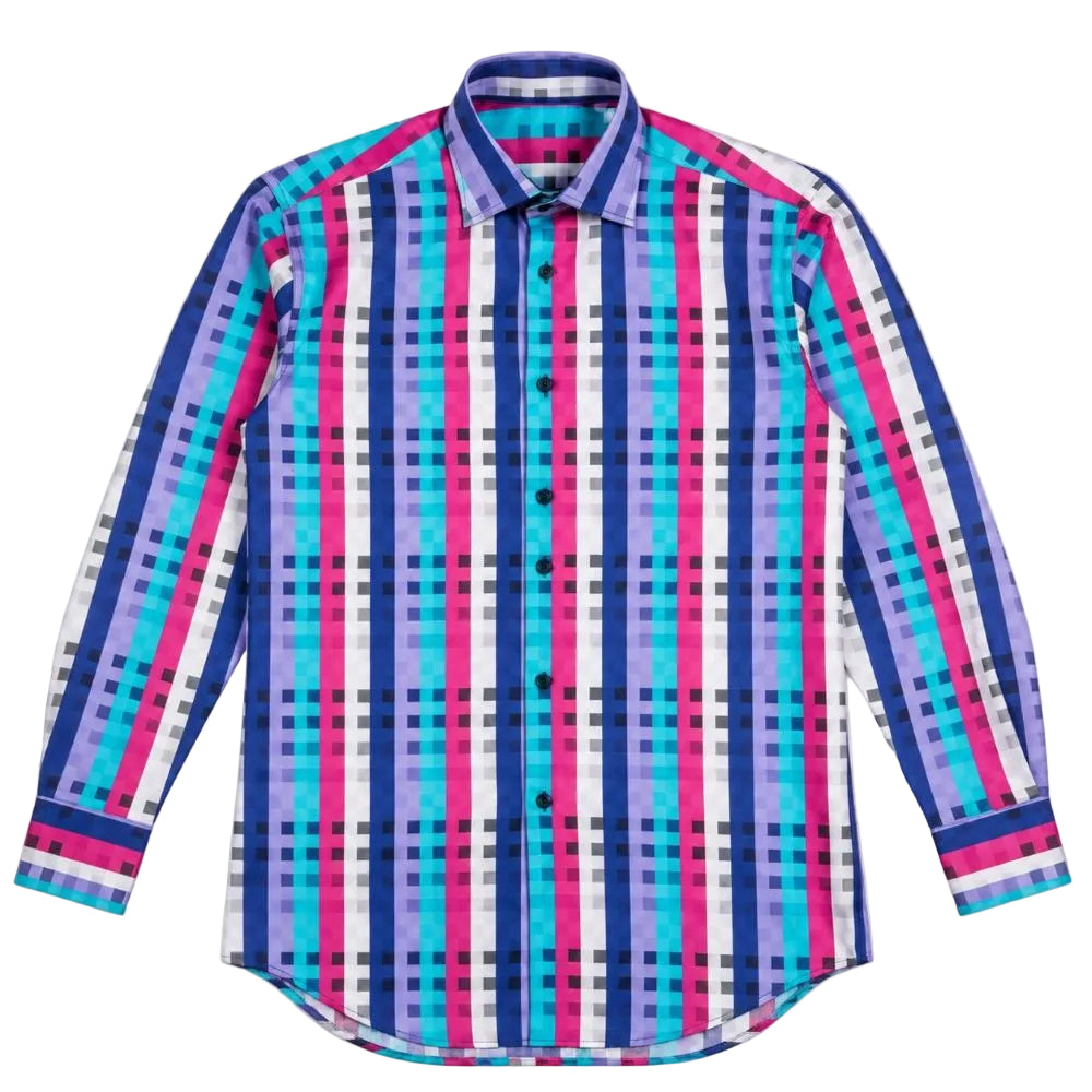 Dress Shirt Regular Fit Designer Check Pattern In Blue
