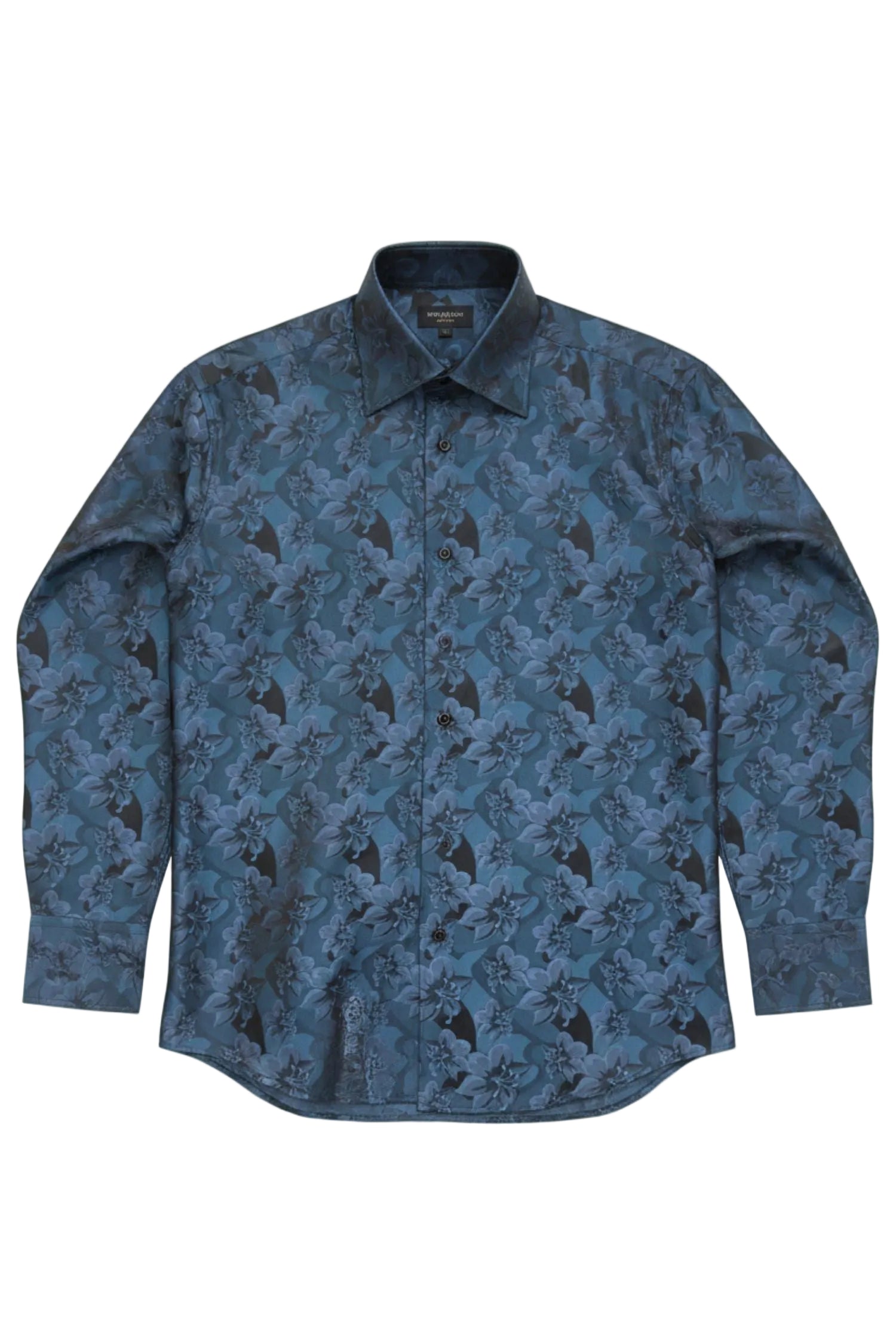 Dress Shirt Regular Fit Floral Design In Teal