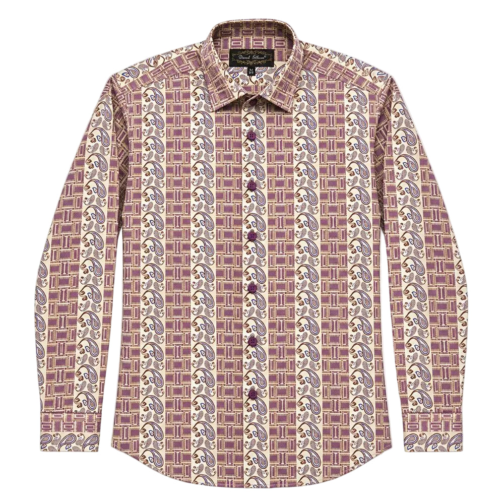 Dress Shirt Regular Fit Paisley And Check Design In Soft Butter