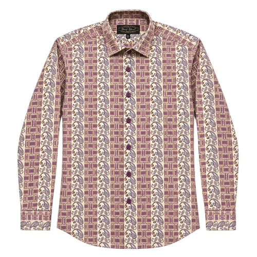 Dress Shirt Regular Fit Paisley And Check Design In Soft Butter