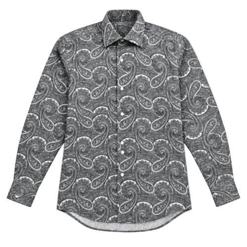 Dress Shirt Regular Fit Paisley Pattern In Black
