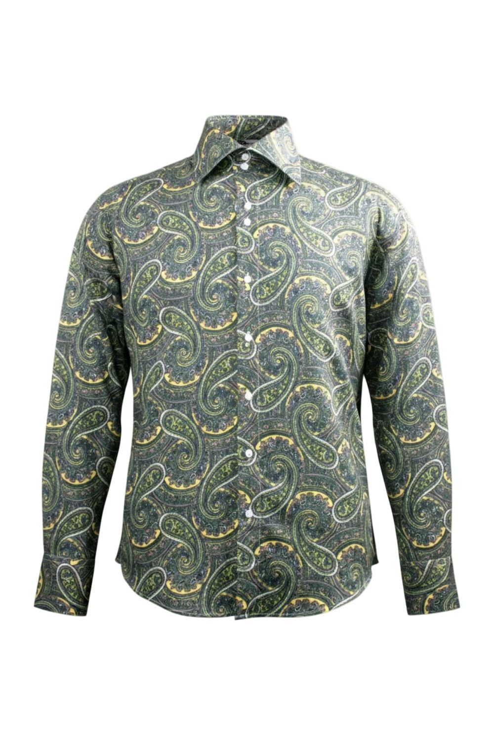 Dress Shirt Regular Fit Paisley Pattern In Mustard