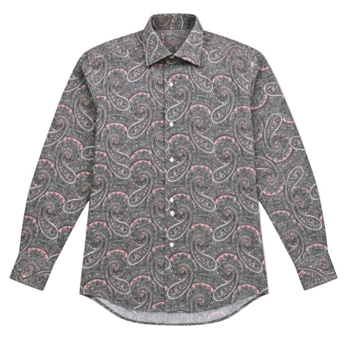 Dress Shirt Regular Fit Paisley Pattern In Rose