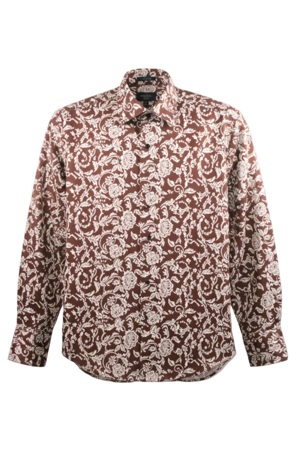 Dress Shirt Regular Fit Paisley Pattern In Brown