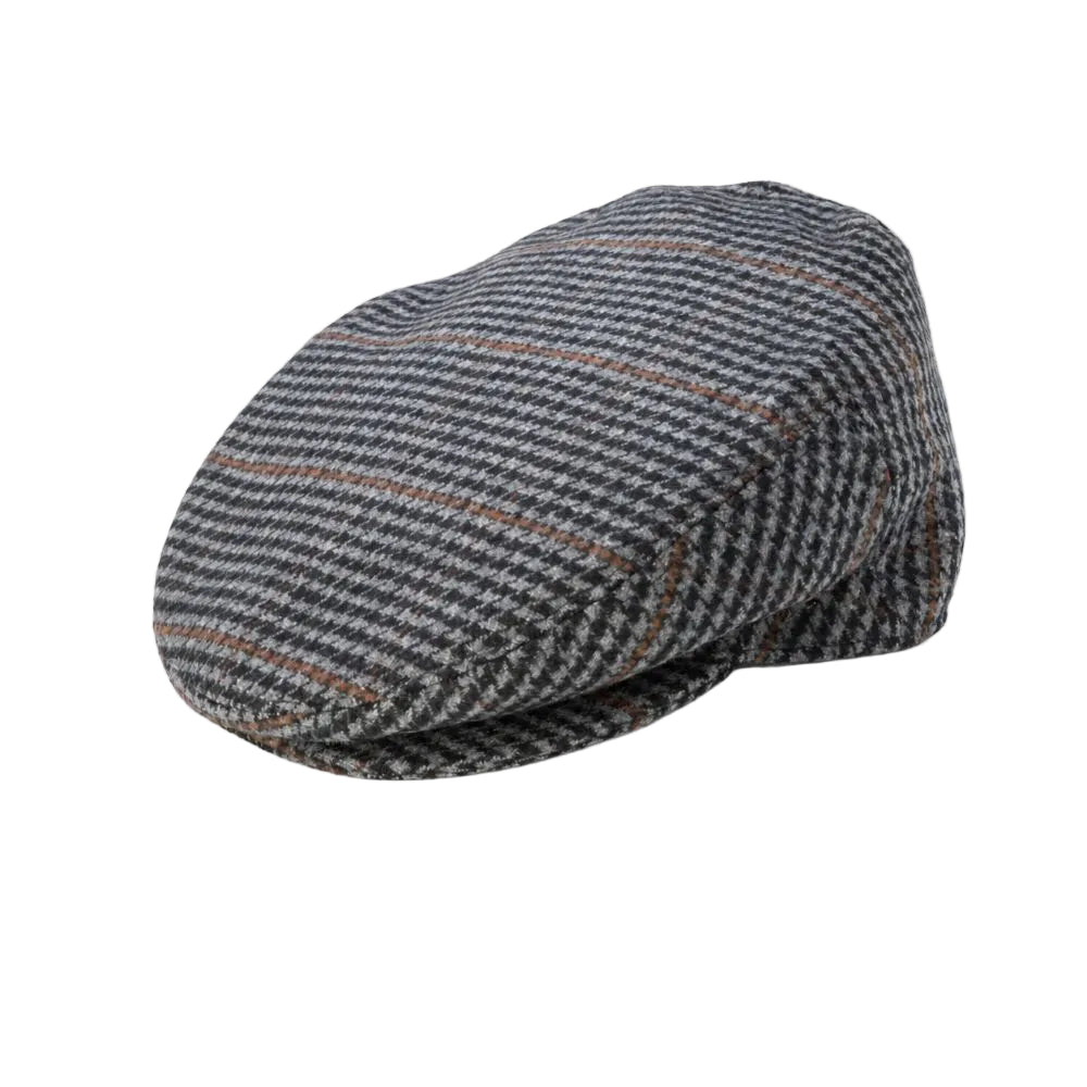 Wool Felt Plaid Ivy Flat Cap - Gray